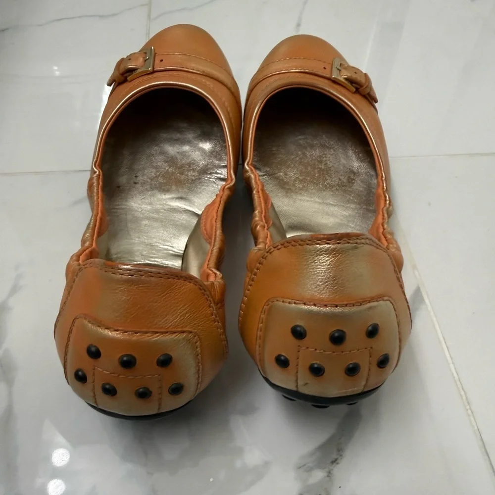 Tod's Women's Metallic Ombre Peach Dee Fibbietta Ballerina Ballet Shoes Size 6.5